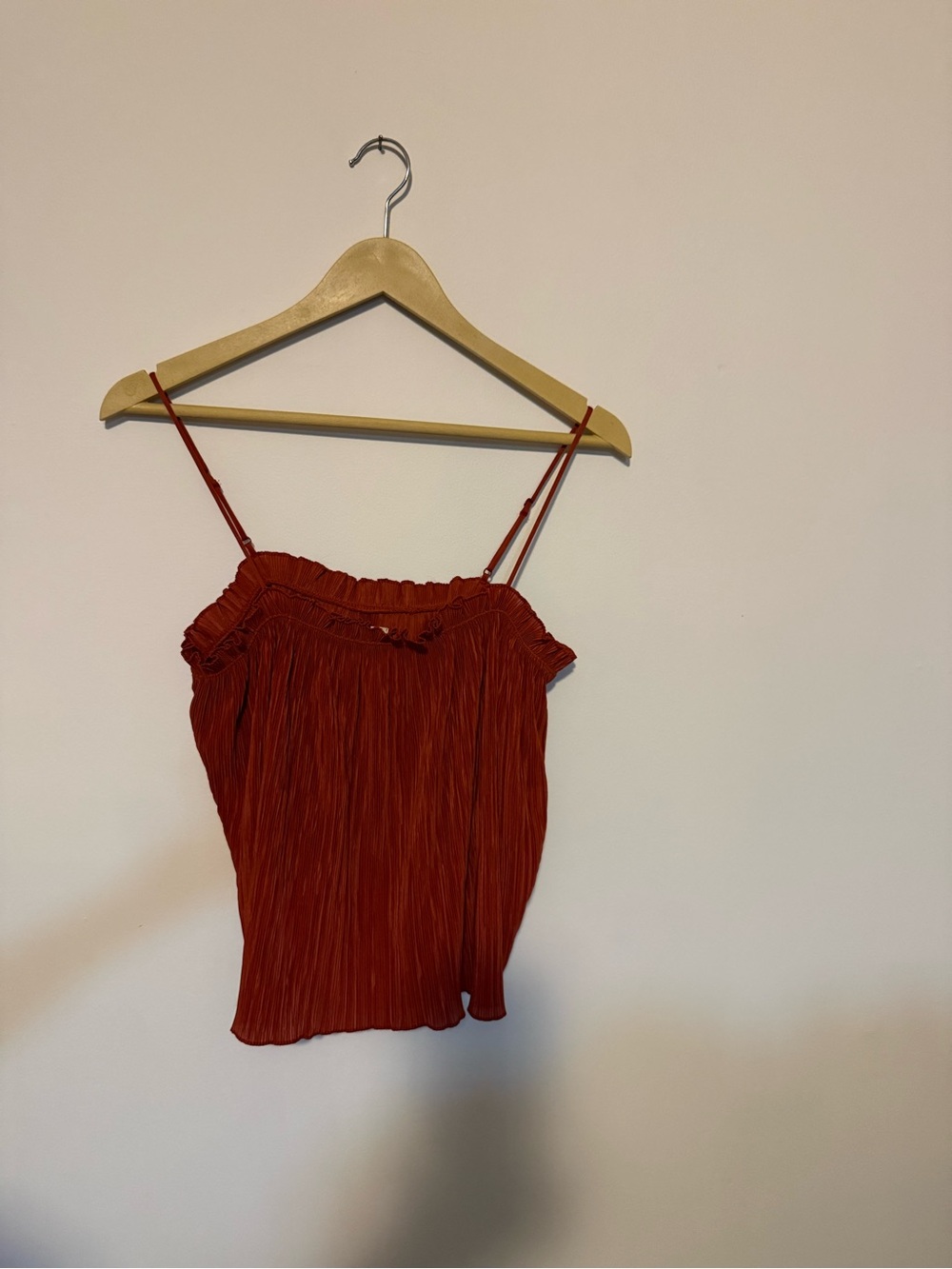 Madewell Rust Red Pleated Spaghetti Strap Cami